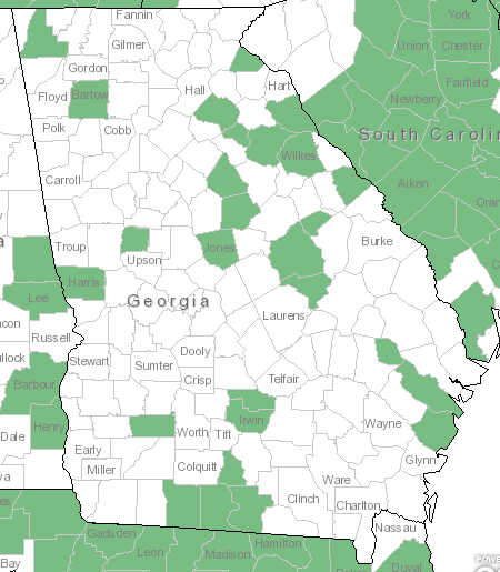 The Georgia range of Andropogon ternarius